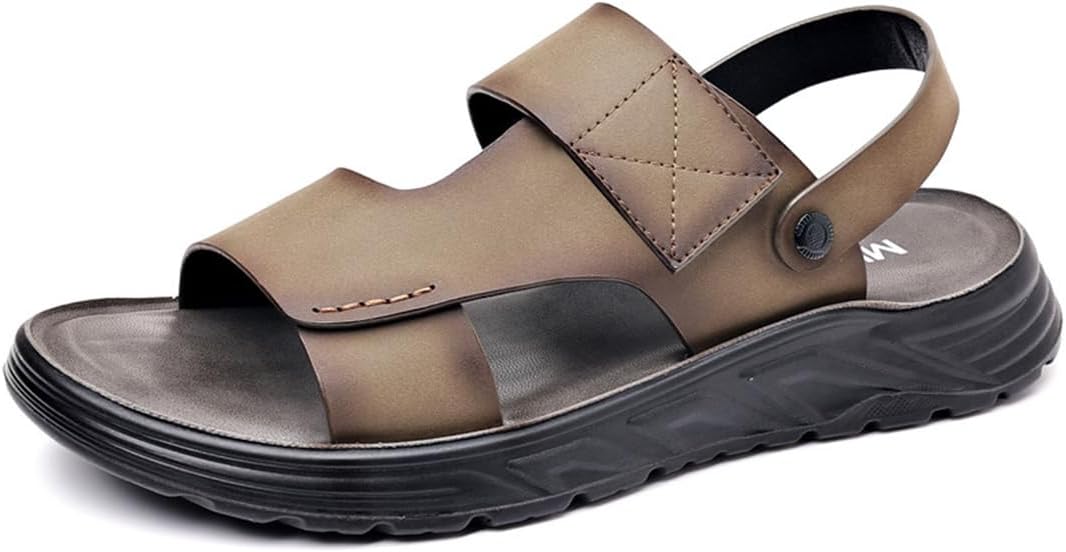 

Мужские повседневные кожаные сандалии Rojeam, сандалии для рыбалки с закрытым носком, летняя обувь, хаки