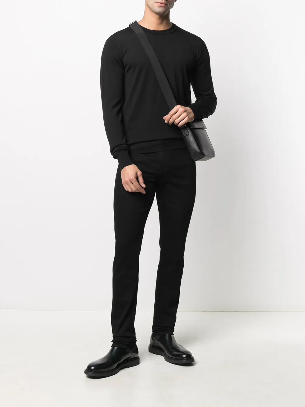 Свитер с V-образным вырезом Emporio Armani, черный — фото 2