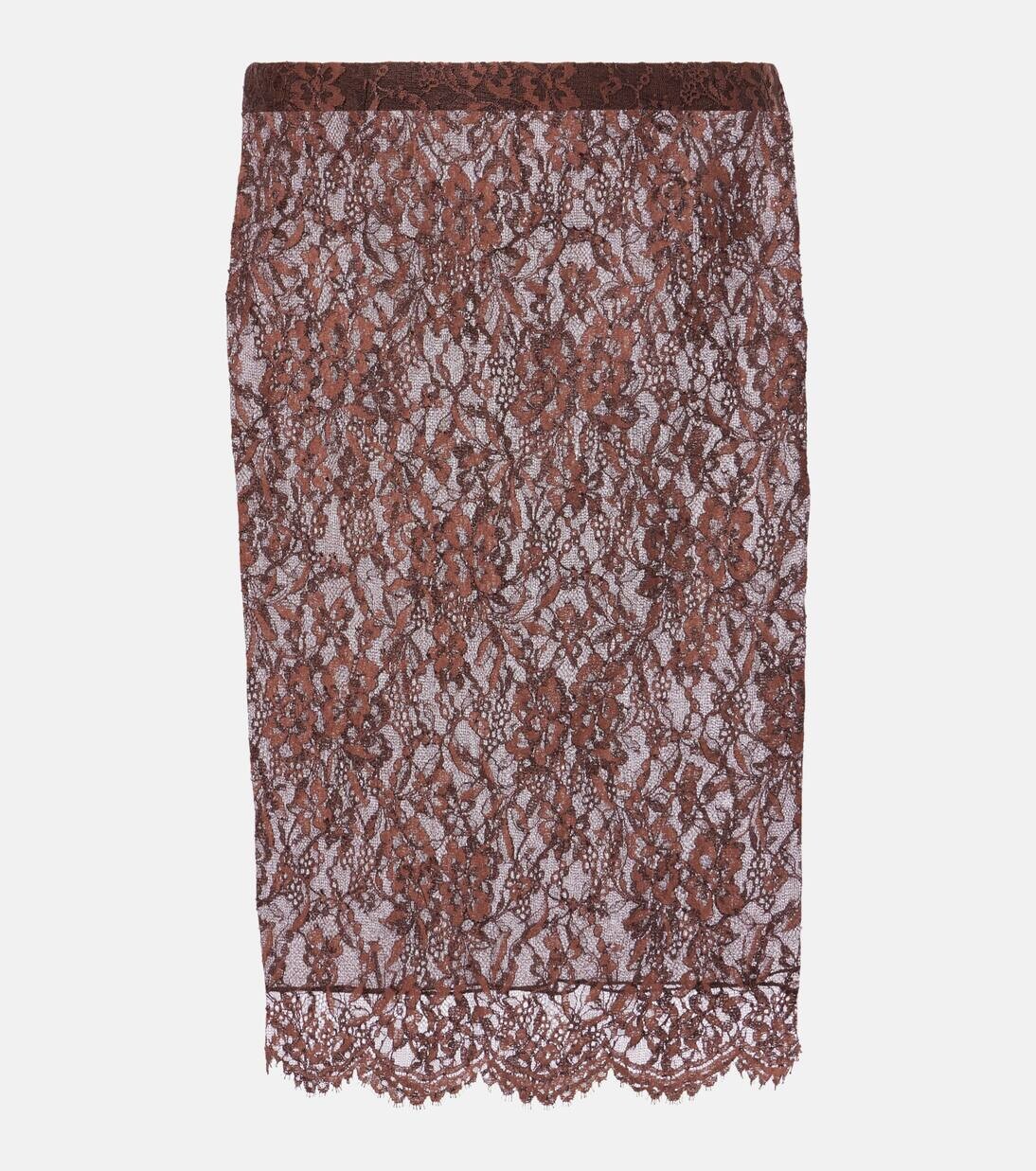 

Юбка-карандаш из цветочного кружева Saint Laurent, цвет chocolat