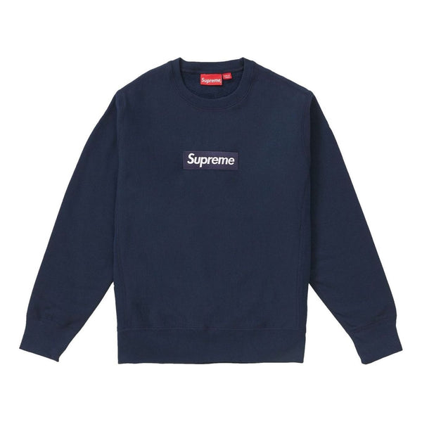 

Свитер fw18 box logo crewneck sweater 'navy' Supreme, синий