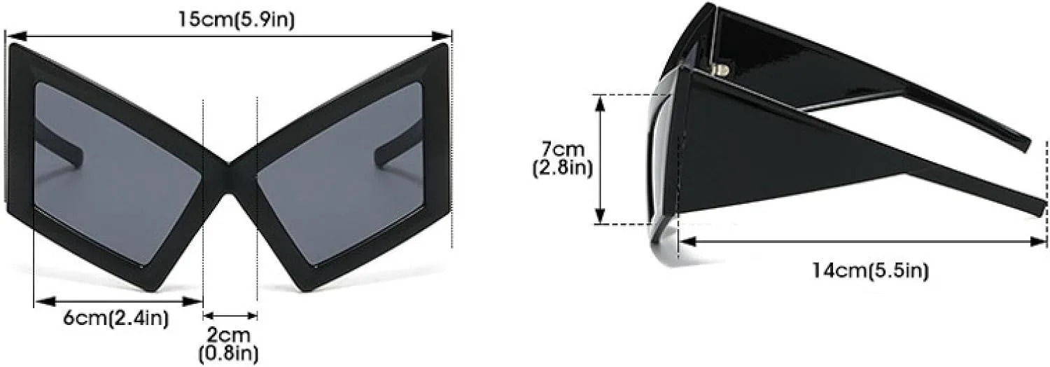 

Винтажные солнцезащитные очки «кошачий глаз» в крупной оправе для женщин в стиле панк, большие солнцезащитные очки с защитой от УФ-излучения UV400 VVTWSSW, Gray-blue