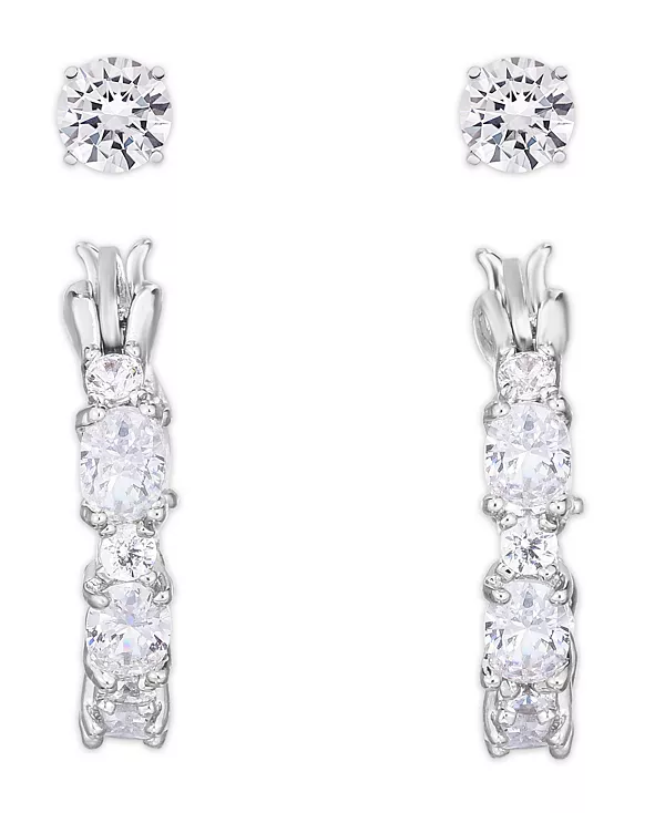 

Серьги-Кольца и круглые гвоздики из кубического циркония, серебряная пластина Macy'S, silver