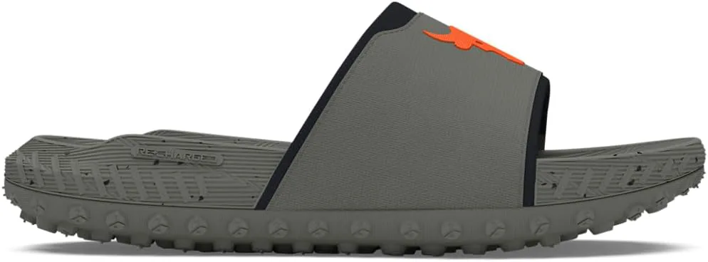 Мужские слайд-сандалии Under Armour Project Rock 3, зеленый/черный/оранжевый — фото 2
