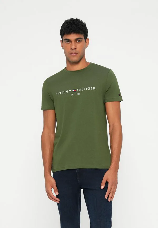 Футболка с вышитым логотипом, облегающая футболка с принтом. Tommy Hilfiger, Mountain Pine
