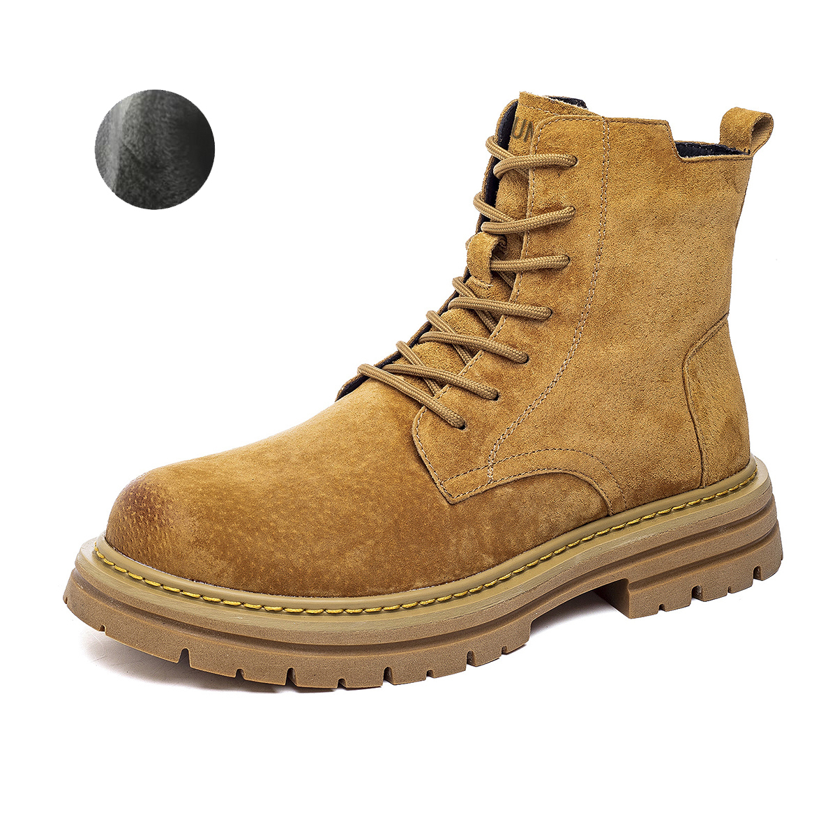 

Dunnu Мужские ботинки Martin желто-серые с серой флисовой подкладкой, цвет Gray Fleece-Lined