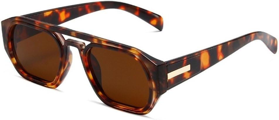 

Ретро солнцезащитные очки с двойной перемычкой, многоугольные, квадратные, женские, модные, зеленые и оранжевые, с защитой от УФ-излучения UV400, мужские, прозрачные, с градиентным переходом SKFGNX, Leopard Tea