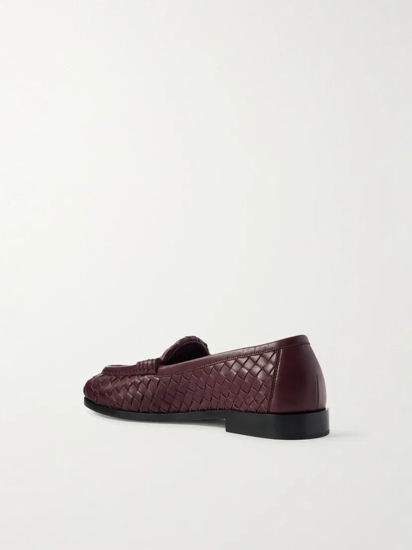 Лоферы из кожи Silenzio intrecciato BOTTEGA VENETA, красный — фото 3