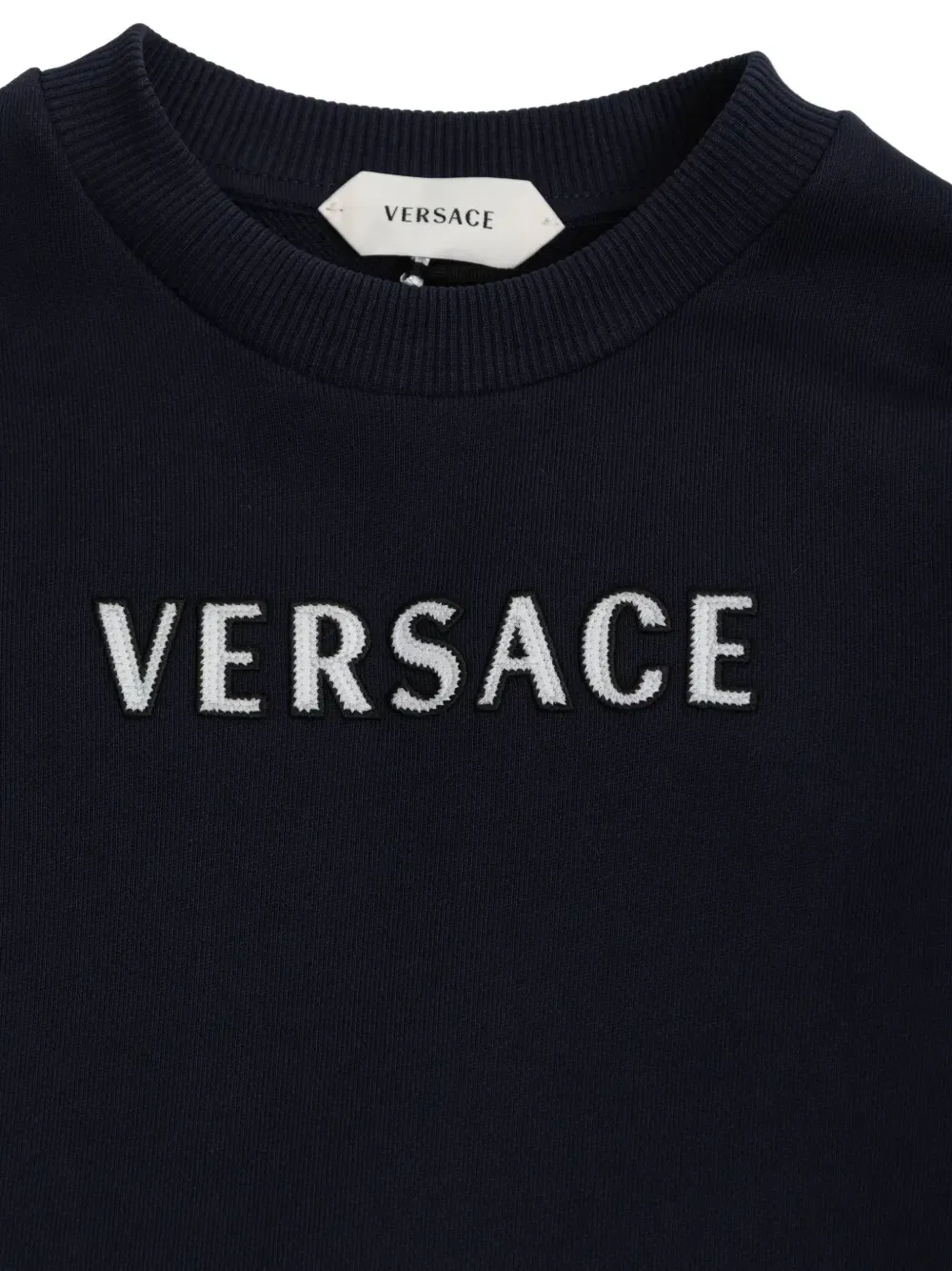 Платье плиссе с вышивкой логотипа Versace Kids, синий — фото 3