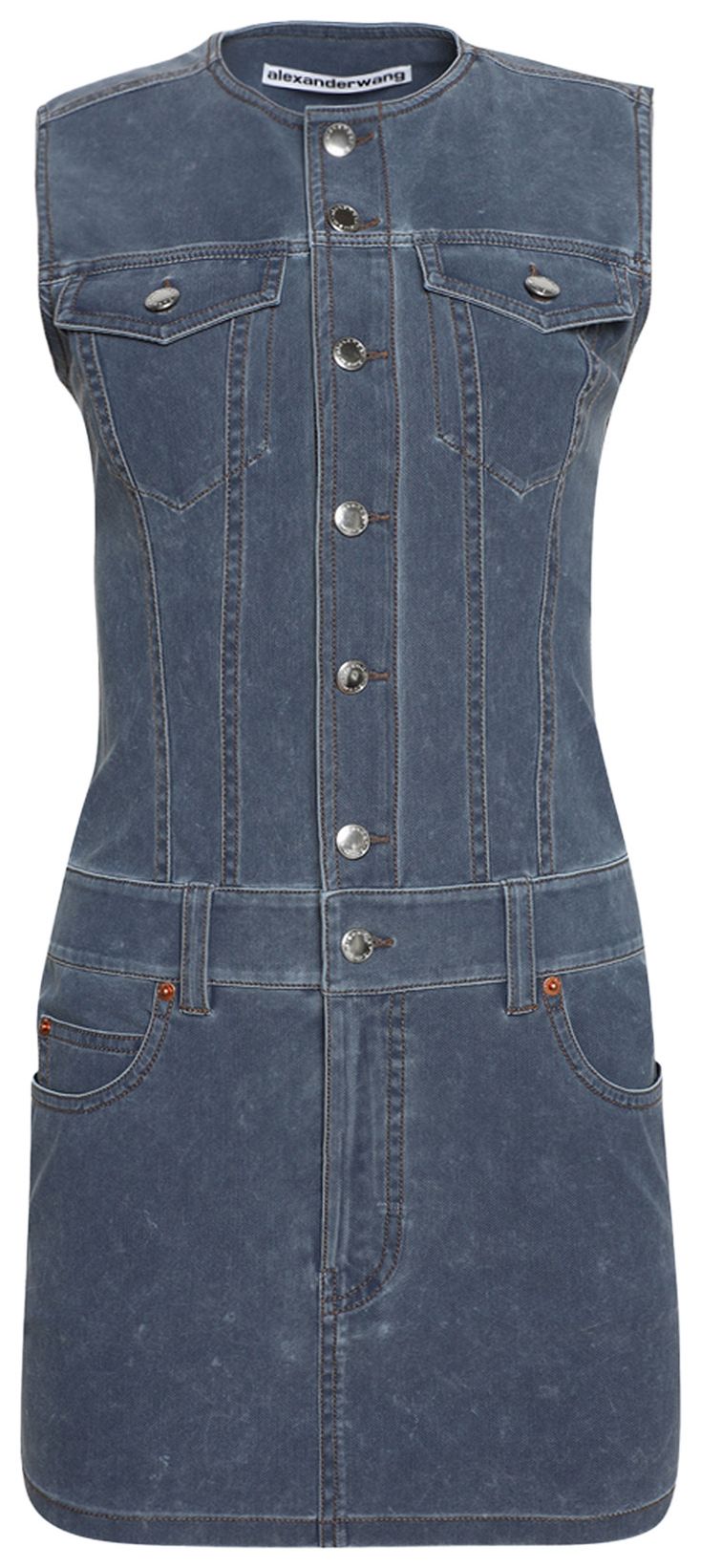 

Мини-платье Alexander Wang Trompe Loeil из джинсовой ткани, облегающее фигуру, «Темная ночь», синий