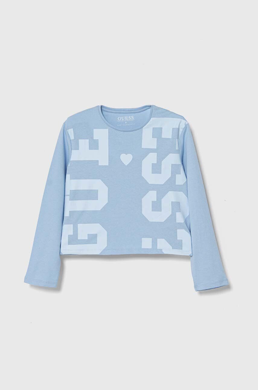 

Хлопковая рубашка Guess с длинными рукавами для мальчиков и девочек, синий