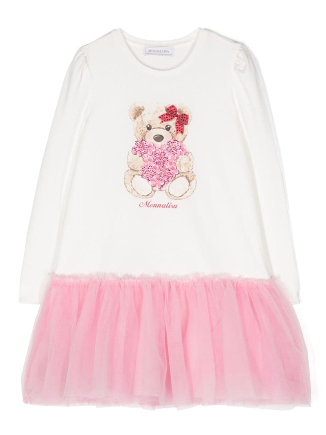 

Monnalisa graphic-print cotton tulle dress, белый