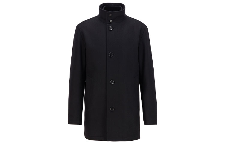 

Hugo Boss Мужское пальто, черное, со стоячим воротником, средней высоты
