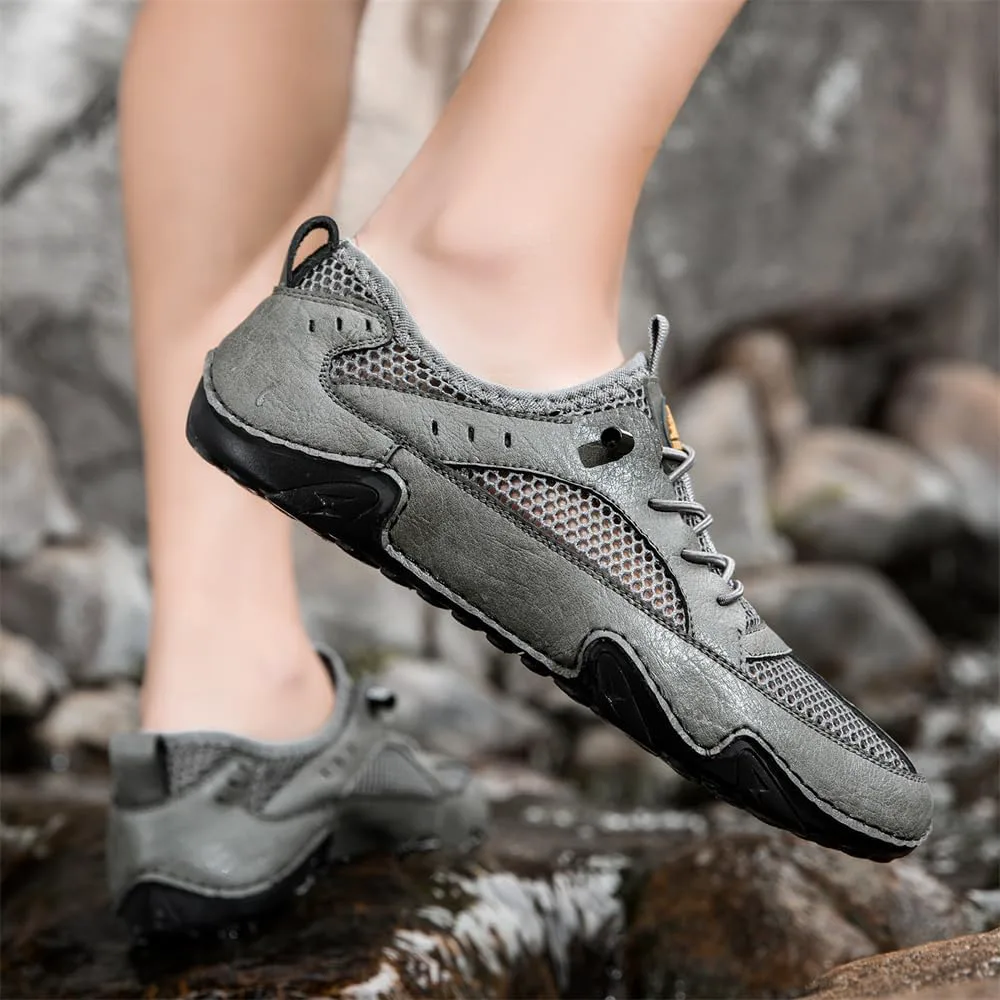 

Мужские летние спортивные кроссовки для походов и прогулок на улице с сеткой, легкие, дышащие, без шнурков, с противоскользящей подошвой Abborora, серый