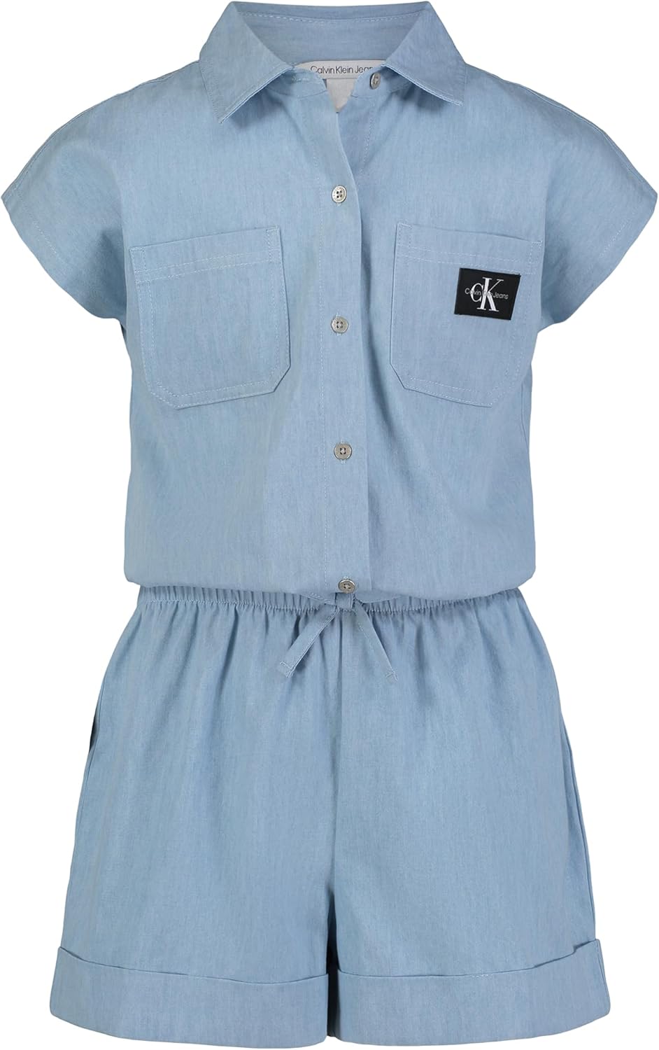 

Легкий джинсовый комбинезон с короткими рукавами Calvin Klein для девочек, Light Wash Chambray