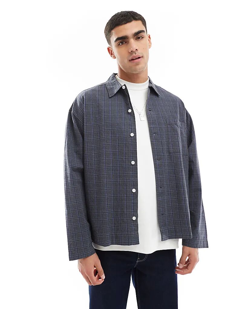 

Квадратная рубашка в клетку темно-синего цвета Jack & Jones