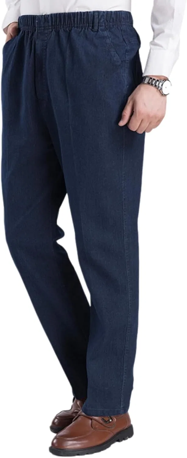 Джинсы прямого кроя с эластичным поясом, Dark Blue (Thick)
