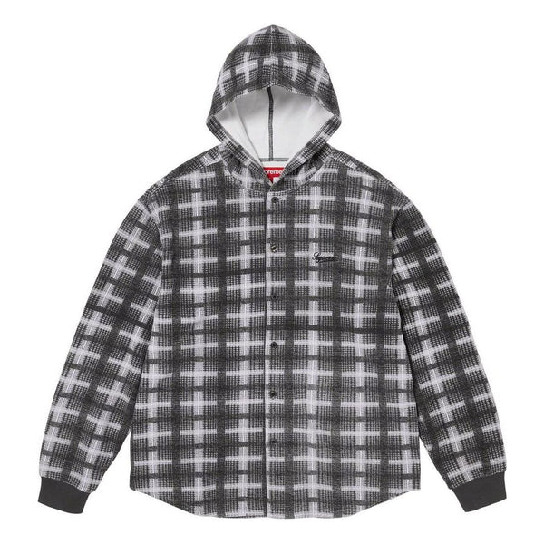 

Куртка fw23 week14 hooded plaid knit shirt jacket 'black' Supreme, черный