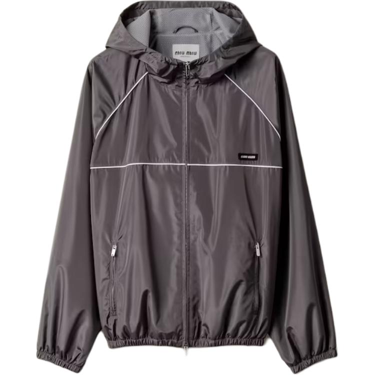 

MIU MIU Замковая куртка-бомбер, Silver Gray