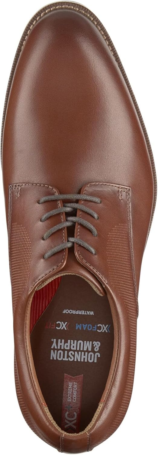 Туфли Oxford Johnston Murphy XC Copley с гладким носком и шнуровкой Johnston & Murphy, Cognac Embossed Waterproof Full Grain Leather — фото 2