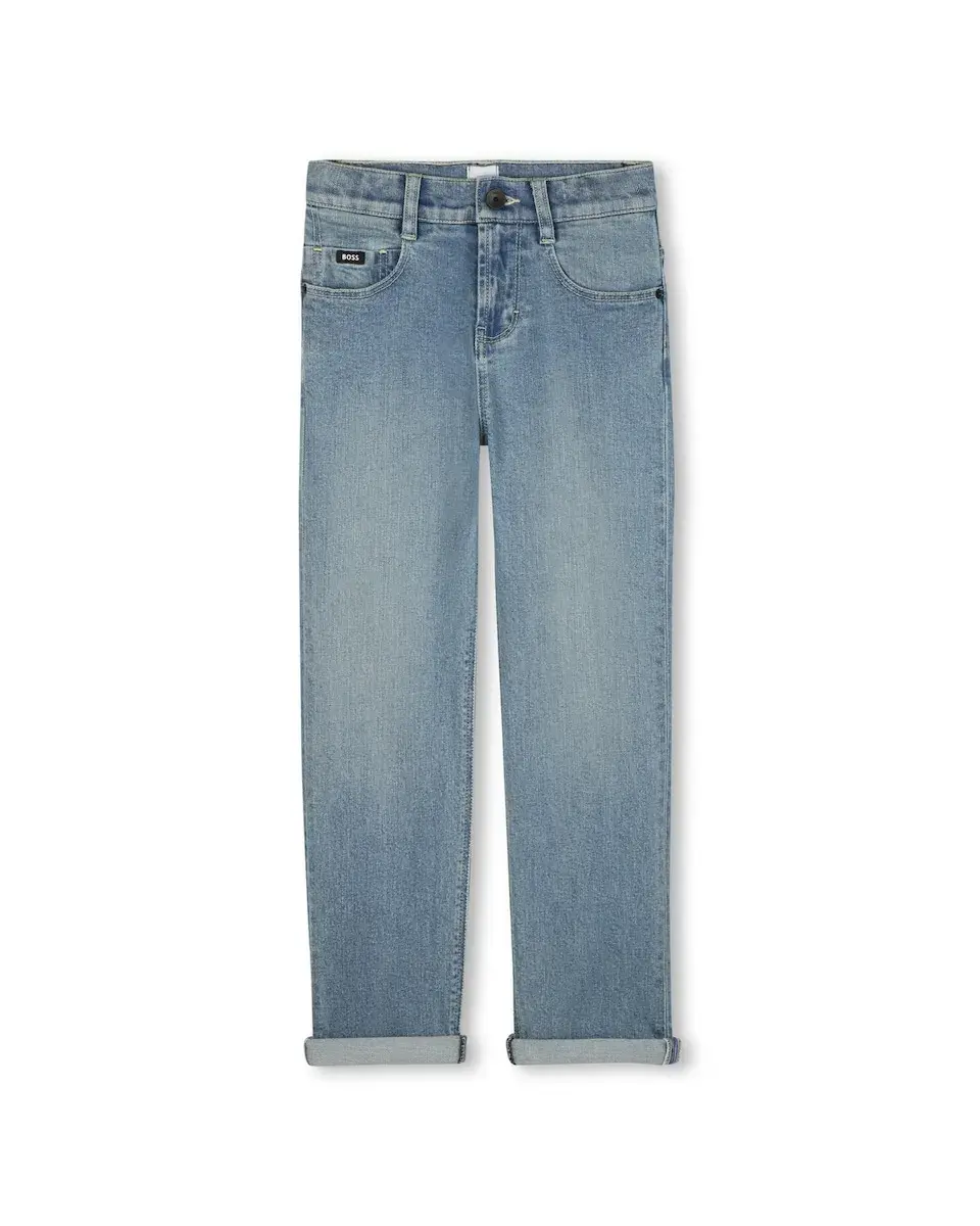 

Детские джинсы с пятью карманами, однотонные BOSS Kidswear, светло-голубой