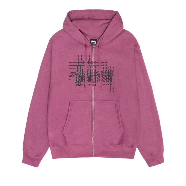 

Худи Stussy Refracted Zip Hoodie, цвет Berry