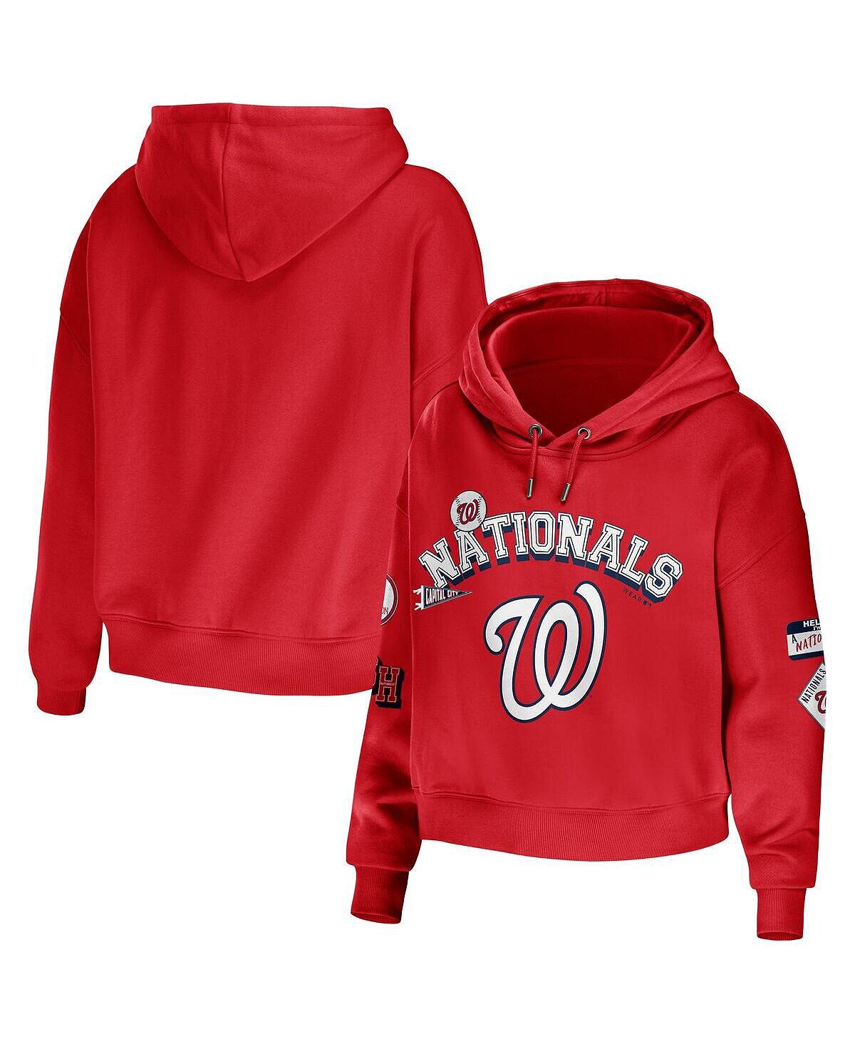 

Женский укороченный пуловер с капюшоном Red Washington Nationals Modest Patches WEAR by Erin Andrews, красный