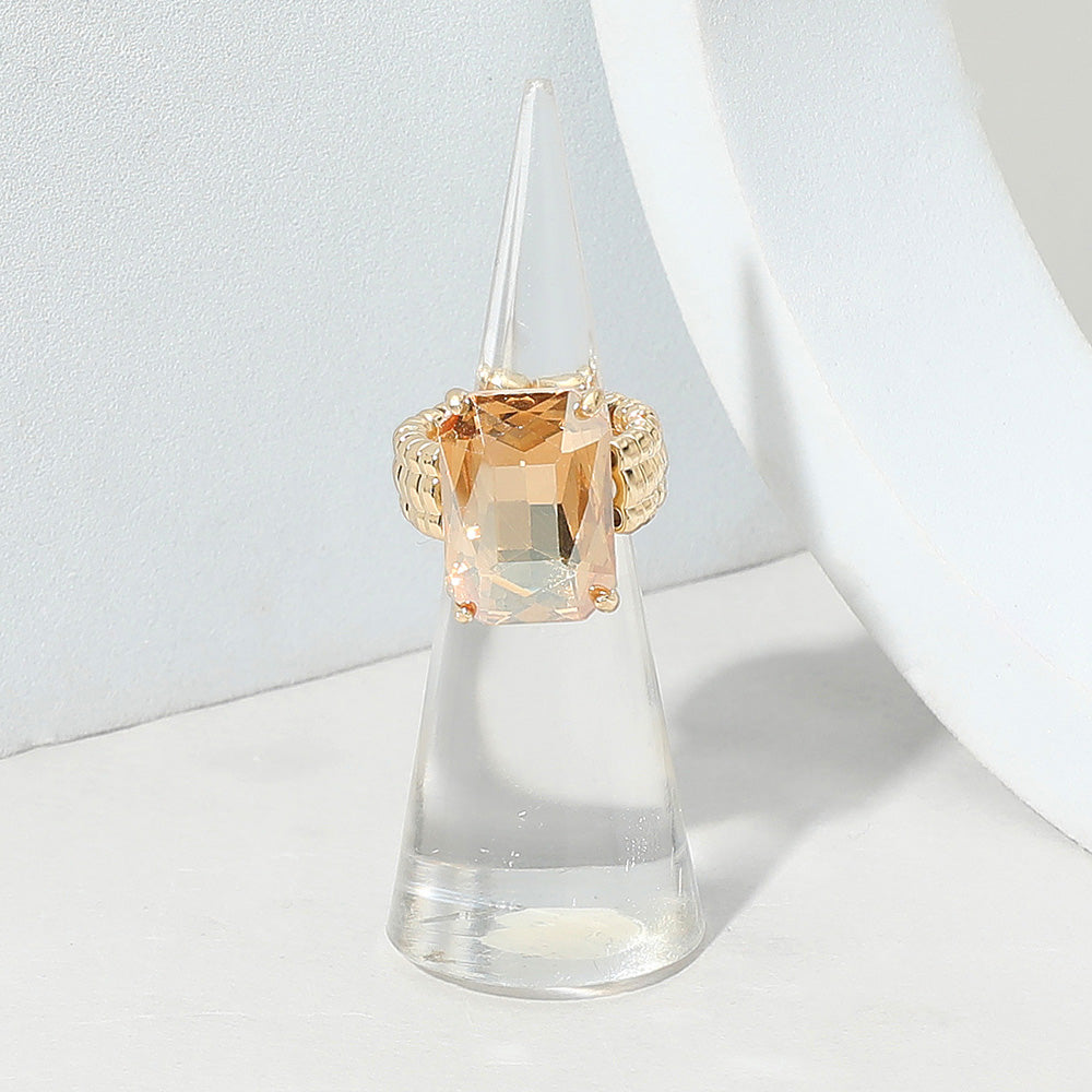 

Кольцо-кластер с ограненными изумрудами Fashnzfab, Ab, Topaz