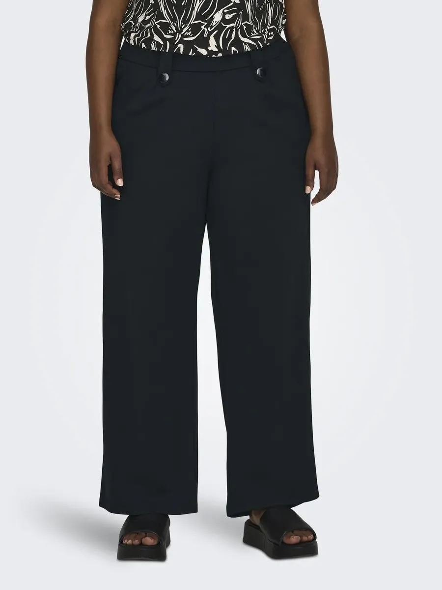 

Трикотажные брюки ONLY CARMAKOMA "CARSANIA BUTTON PANT JRS PNT NOOS", черный