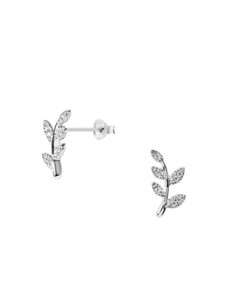 

Alexander York Серьги-гвоздики в форме листа из циркония, серебро 925 пробы, комплект из 2 штук