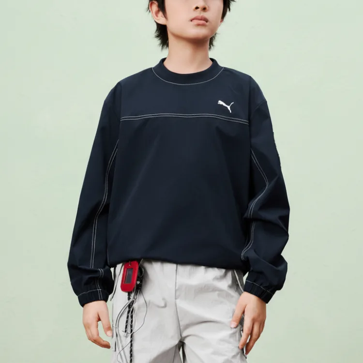Детский свитшот с круглым вырезом тонкий PUMA, синий tone 00388 — фото 3