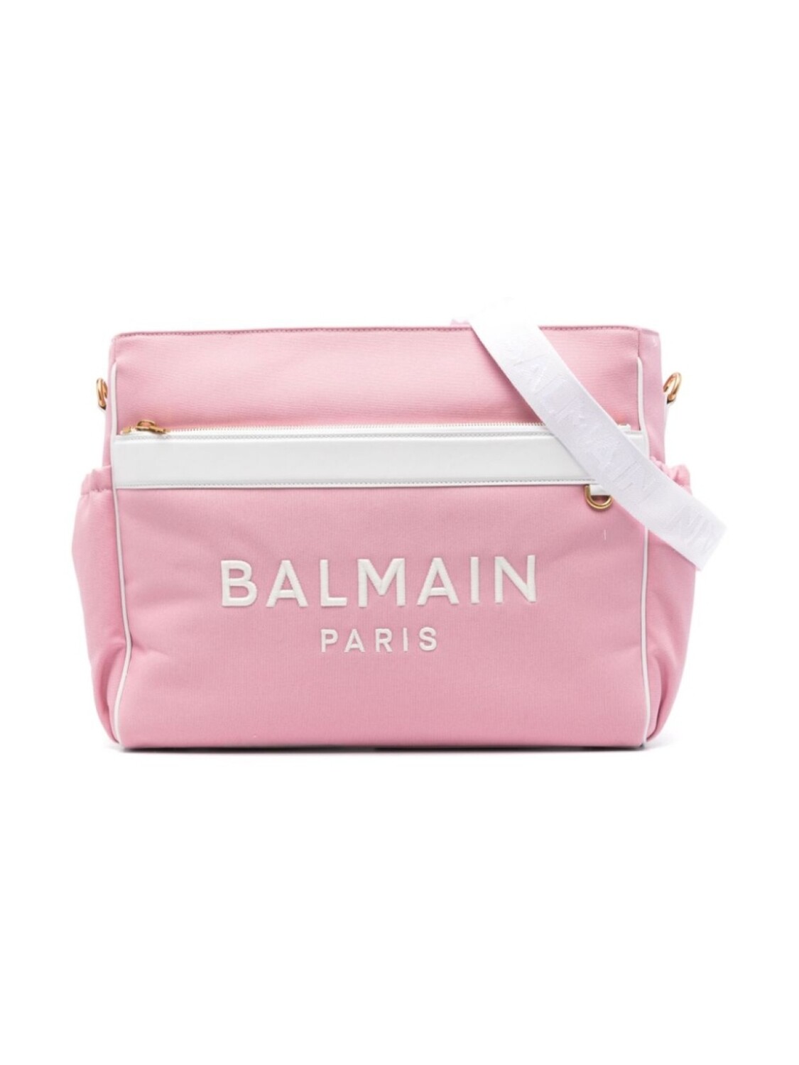 

Сумка для пеленания Balmain Kids из парусины с вышитым логотипом, розовый