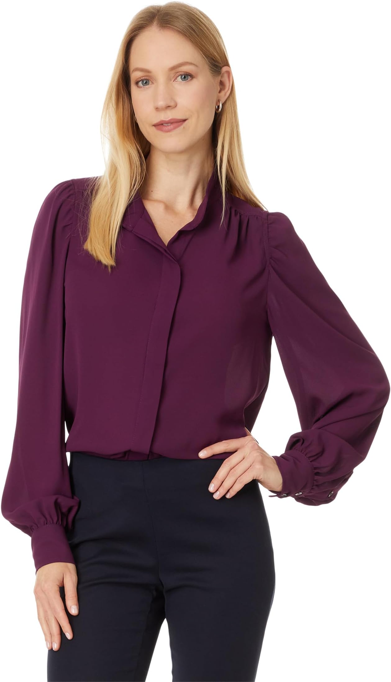 

Блуза CeCe Long Sleeve Open Collar Blouse With Hidden Placket, цвет Pickled Beet
