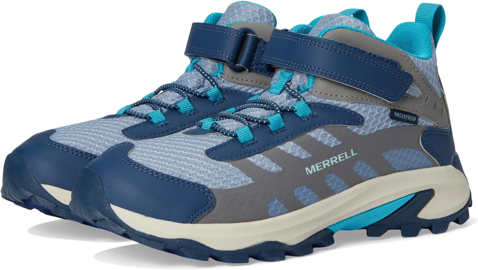 

Походные ботинки Merrell Kids Moab Speed 2 Mid A/C Waterproof, цвет Stone/Blue/Turq