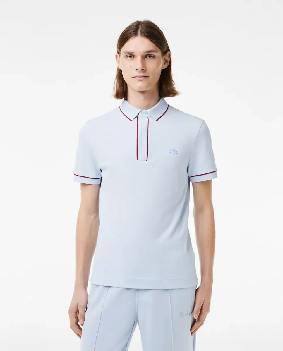 Поло Lacoste Paris мужское, прямого кроя, эластичное пике, светло-голубой