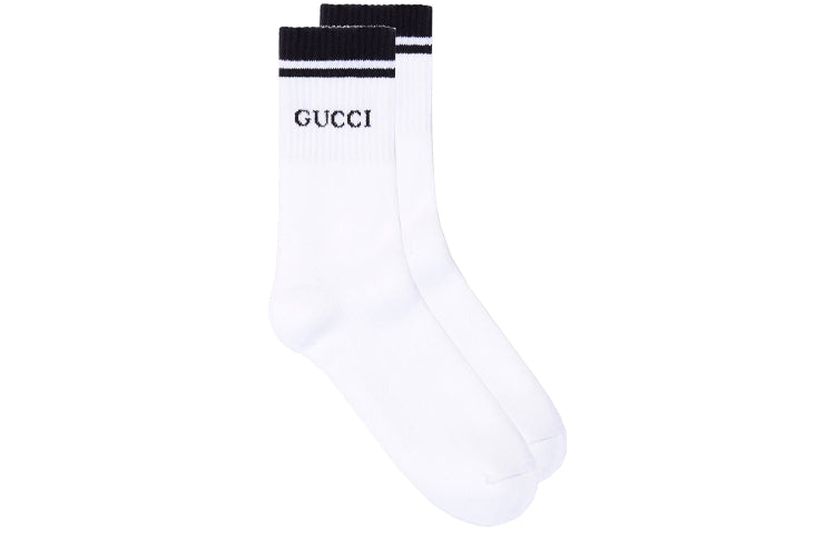 Носки Gucci Logo-intarsia Cotton-Blend Socks 'White Black' 496493-4G293-9000, белый — фото 3