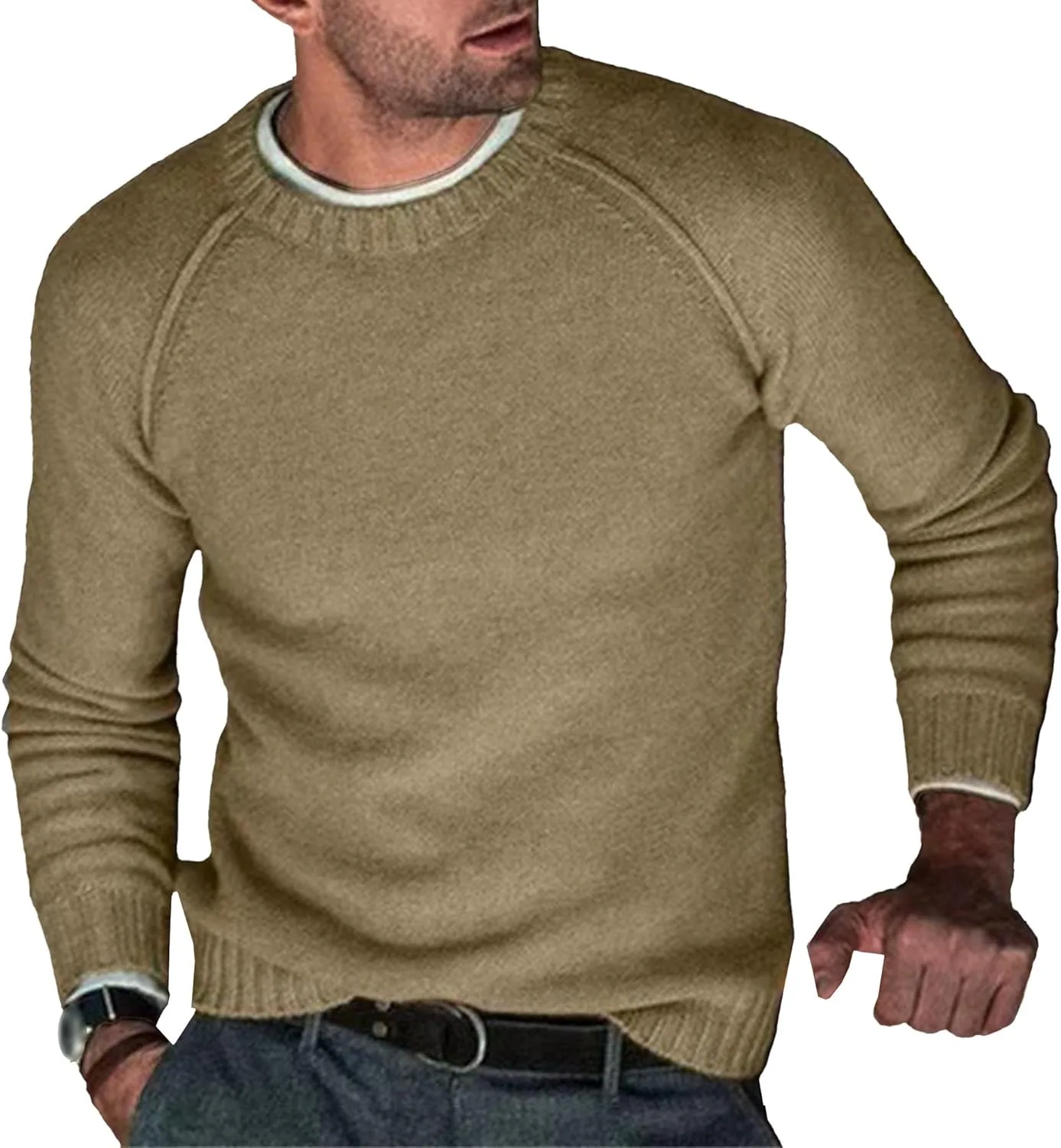 

Мужской свитер с воротником-стойкой, вязаный, утепленный