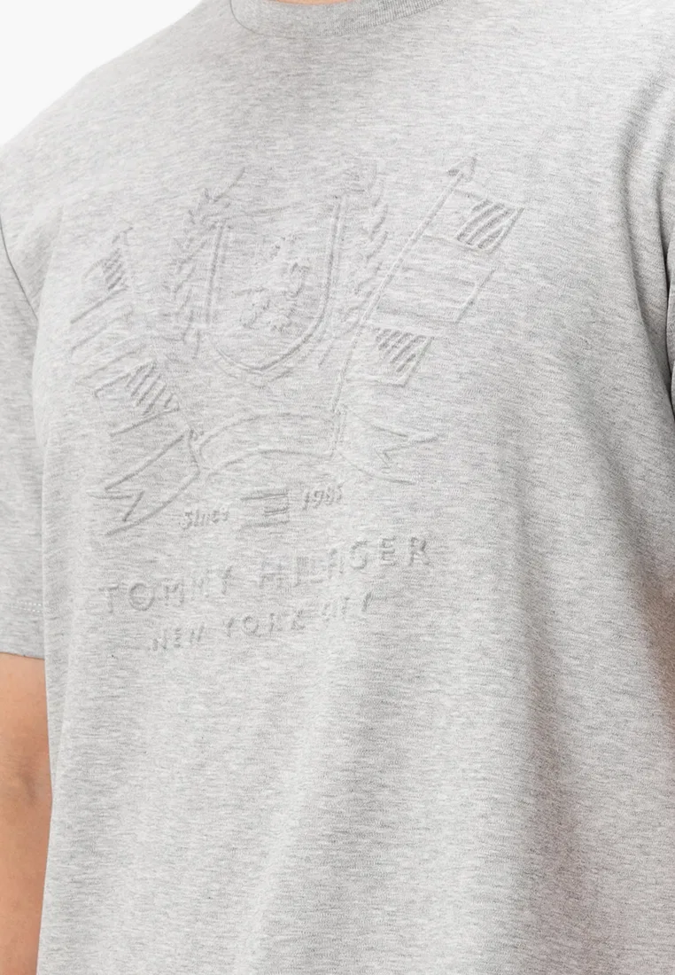 Футболка с тисненым принтом, Tommy Hilfiger, светло-серый — фото 3