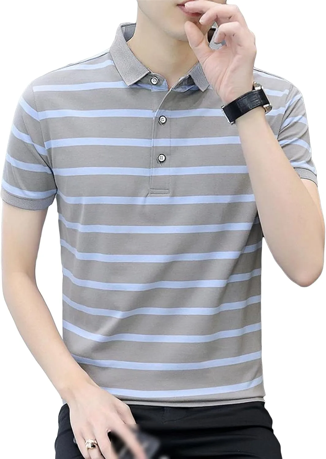 Мужская поло с коротким рукавом Stretch Striped для гольфа и тенниса