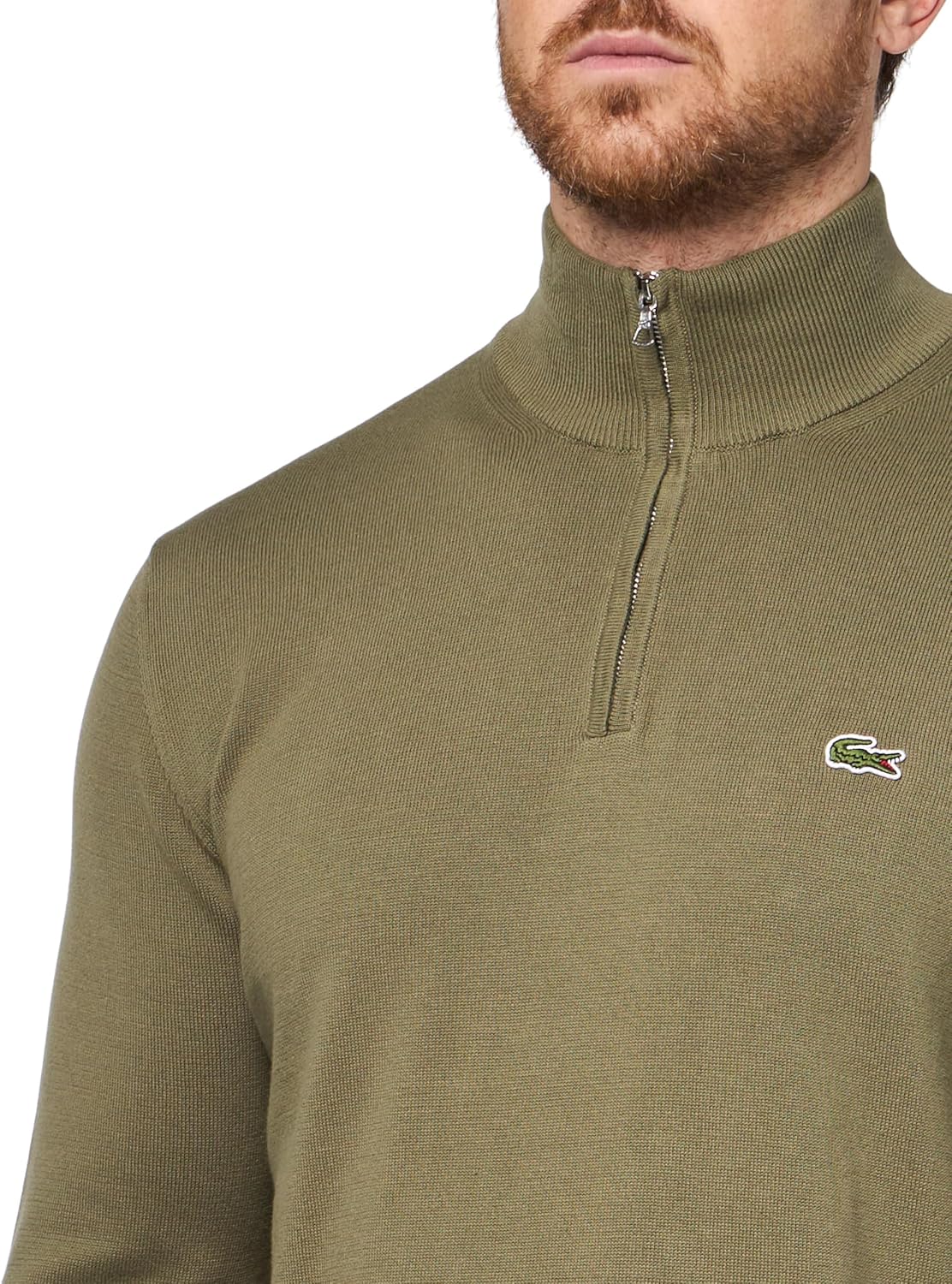 Lacoste мужская застежка-молния водолазка из хлопка, Olive — фото 3