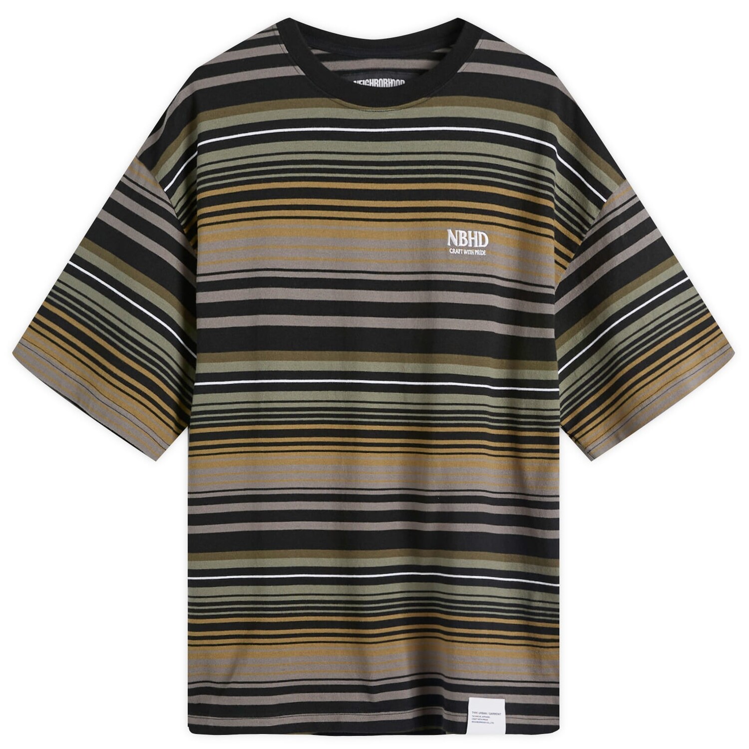 

Футболка Neighborhood Stripe Crew Neck T-Shirt, цвет Olive Drab