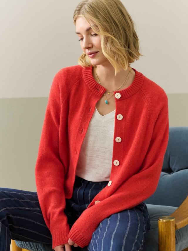 

Кардиган из чистого кашемира с круглым вырезом Brora, цвет Clementine
