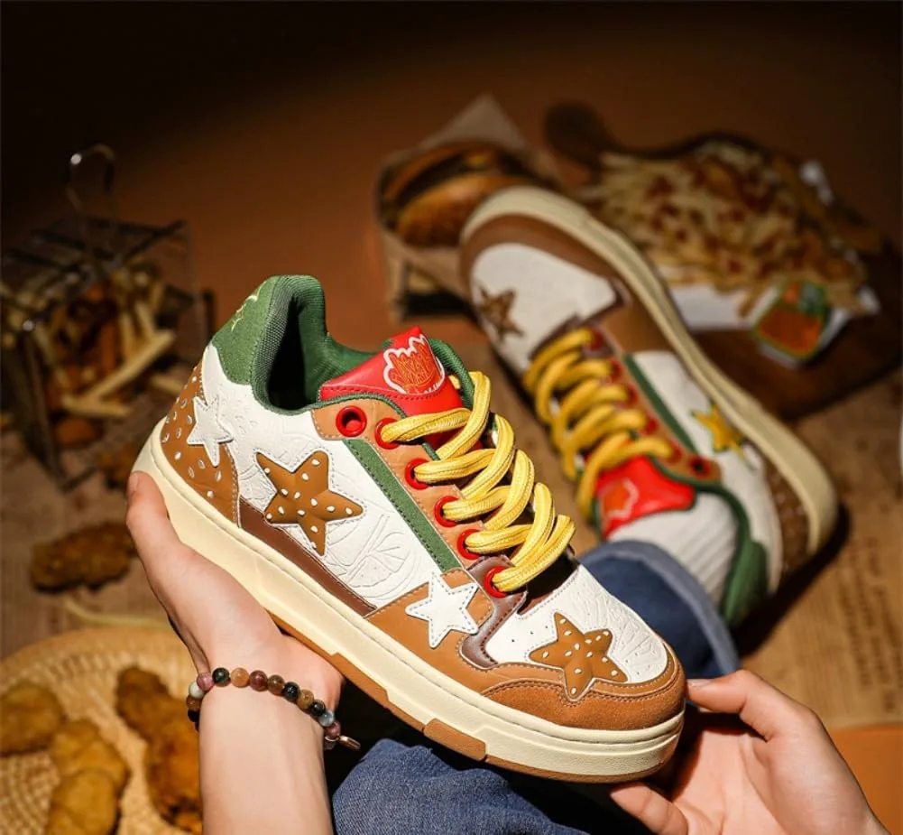 Мужские массивные кроссовки Star Shoes Y2K в ретро-стиле, кожаные кроссовки на шнуровке, легкая и удобная обувь для ходьбы для мужчин и женщин Generic, коричневый — фото 2