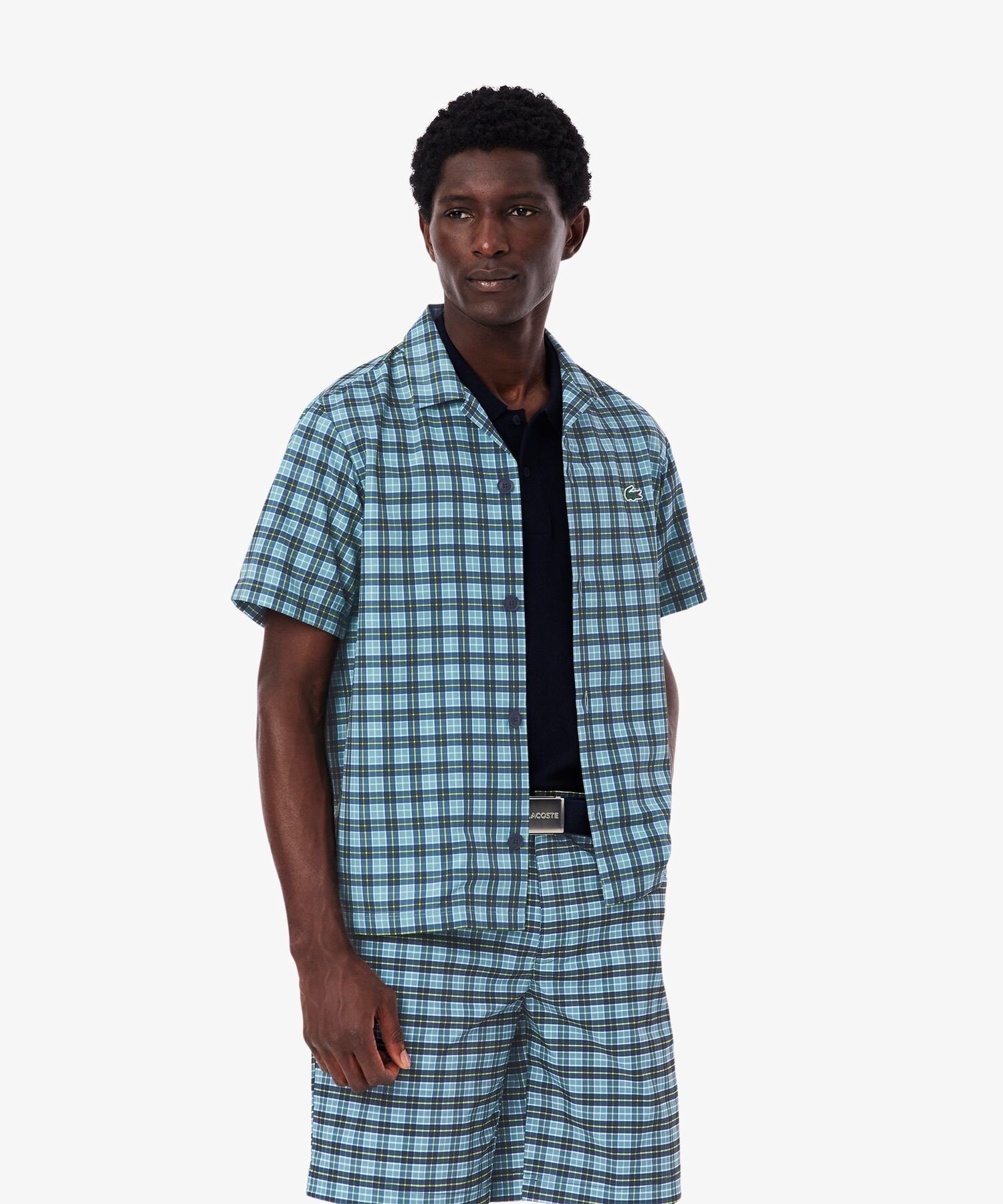 Рубашка для гольфа Lacoste в клетку с открытым воротником Lacoste, Dark blue