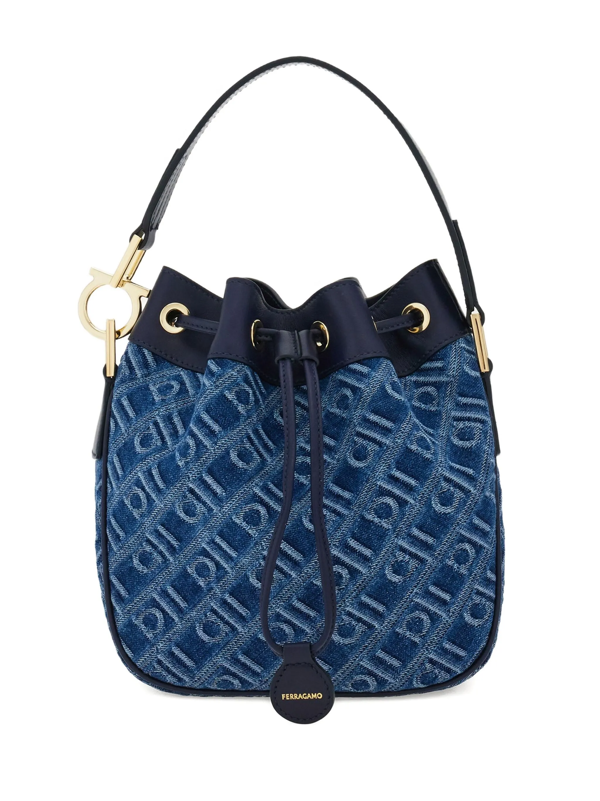 

Жаккардовая сумка-ведро с монограммой Ferragamo, синий