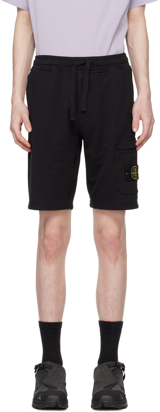

Черные шорты с нашивками Stone Island, цвет Black