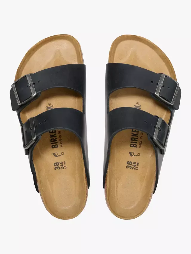 Сандалии Arizona с двумя ремешками из промасленной кожи, черные Birkenstock — фото 3