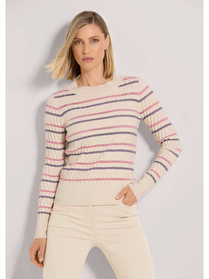 

MADELEINE Свитер с круглым вырезом и полосками жемчужно-белого/сиреневого цвета