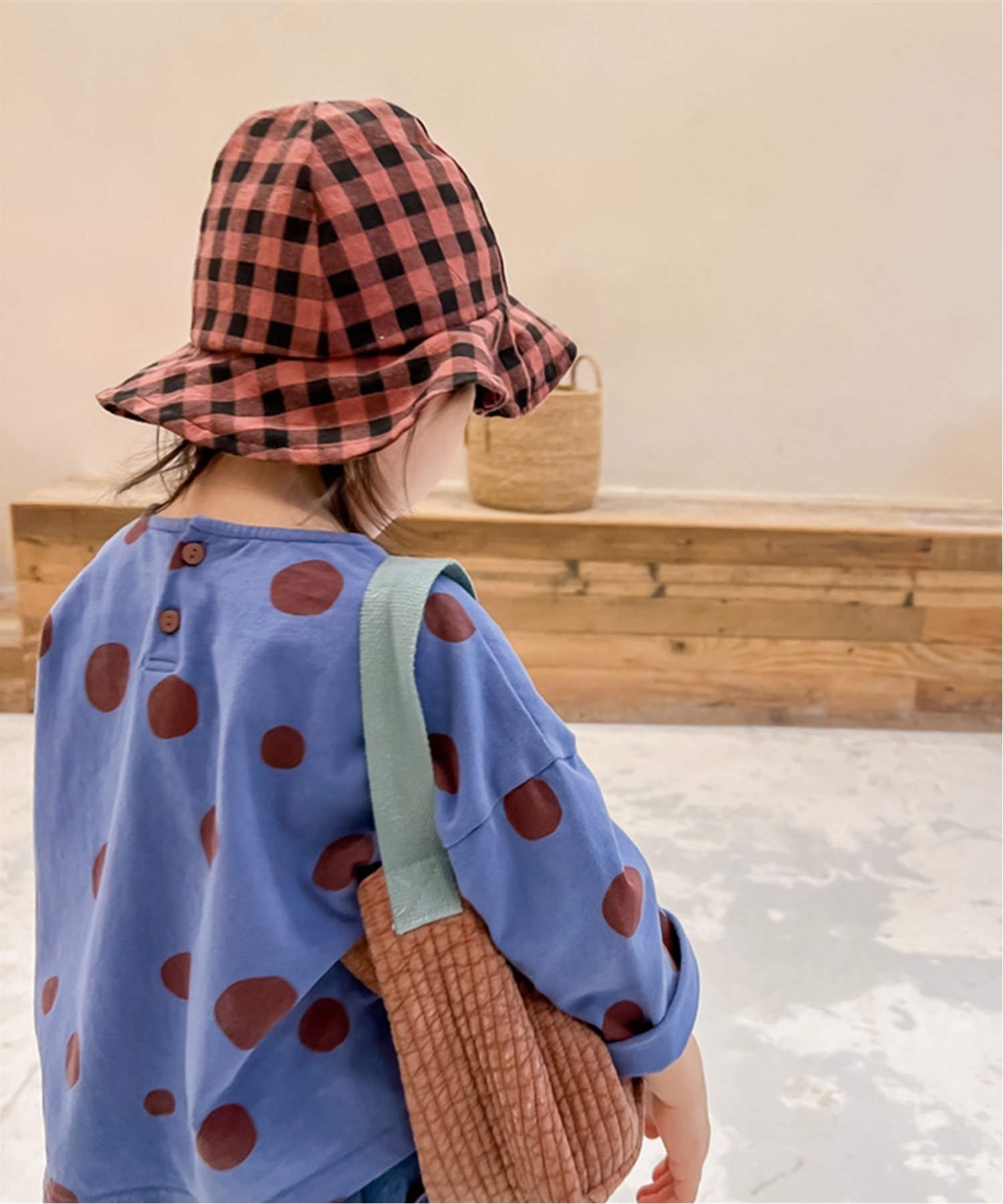 Милая блузка в горошек в ретро-стиле Aimoha Kids, blue — фото 3