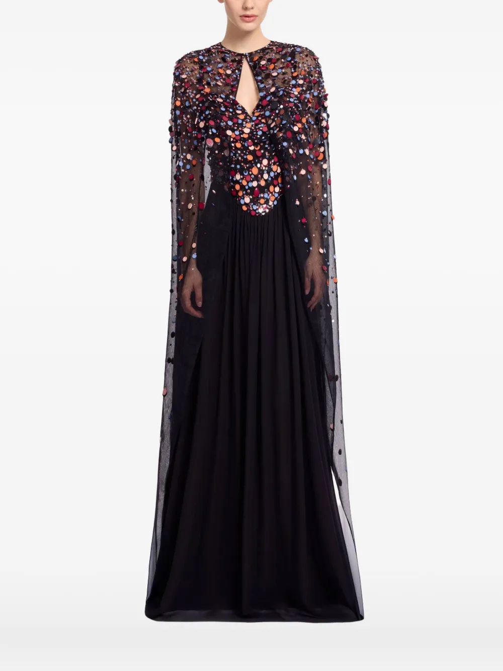 

Пончо, украшенное пайетками Elie Saab, черный