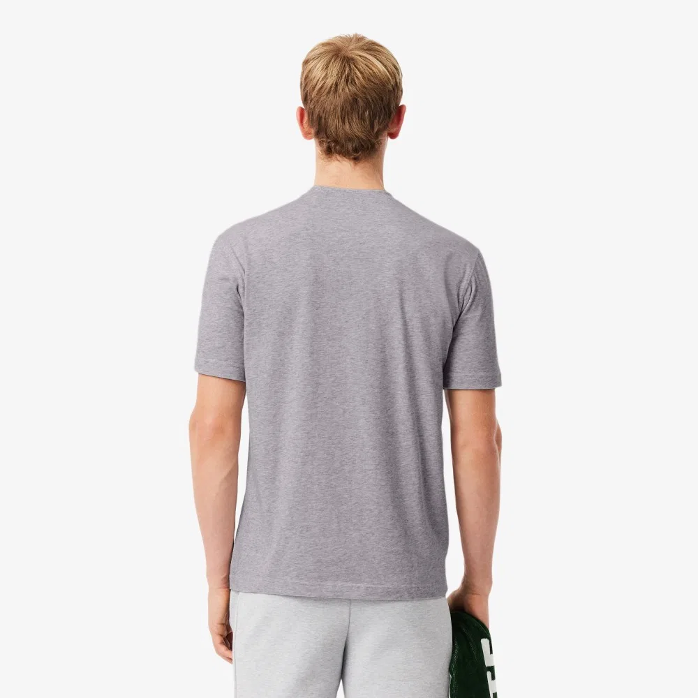 Мужская базовая тренировочная футболка меланжево-серая от Lacoste — фото 3